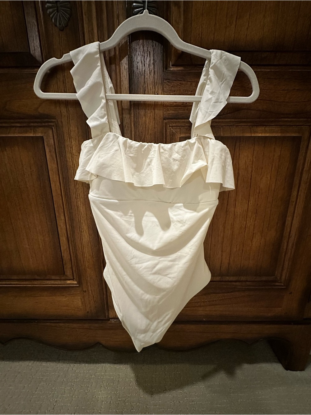 NWT Eberjey Women’s One-Piece Ruffle Swimsuit in Ecru size S - Picture 3 of 8